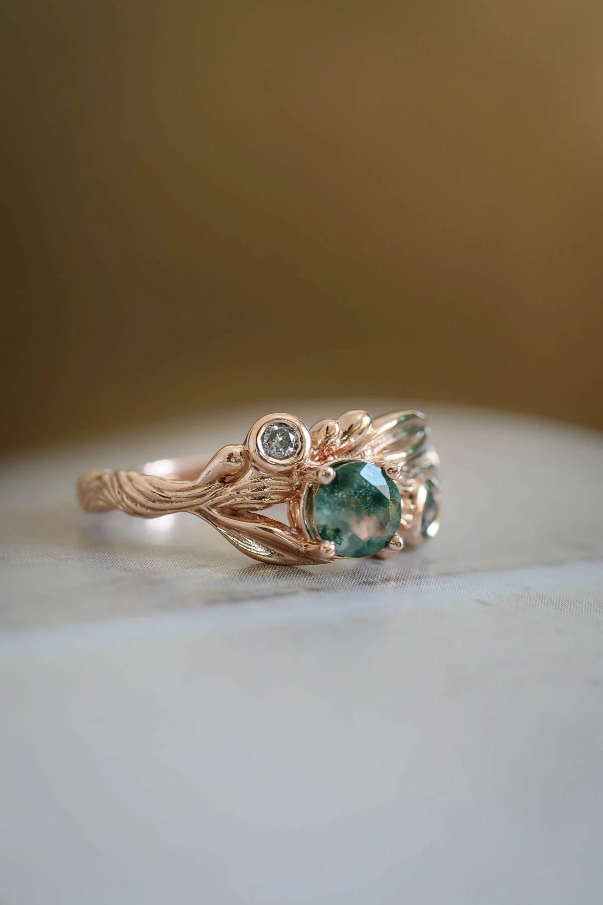 Rutile moss agate gold ring, salt and pepper stone ring / Olivia - Image 4