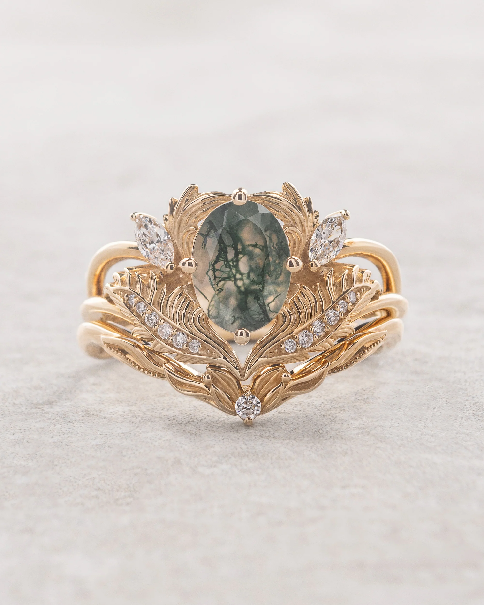 Curved wedding band with diamond, matching ring for Adonis - Image 3