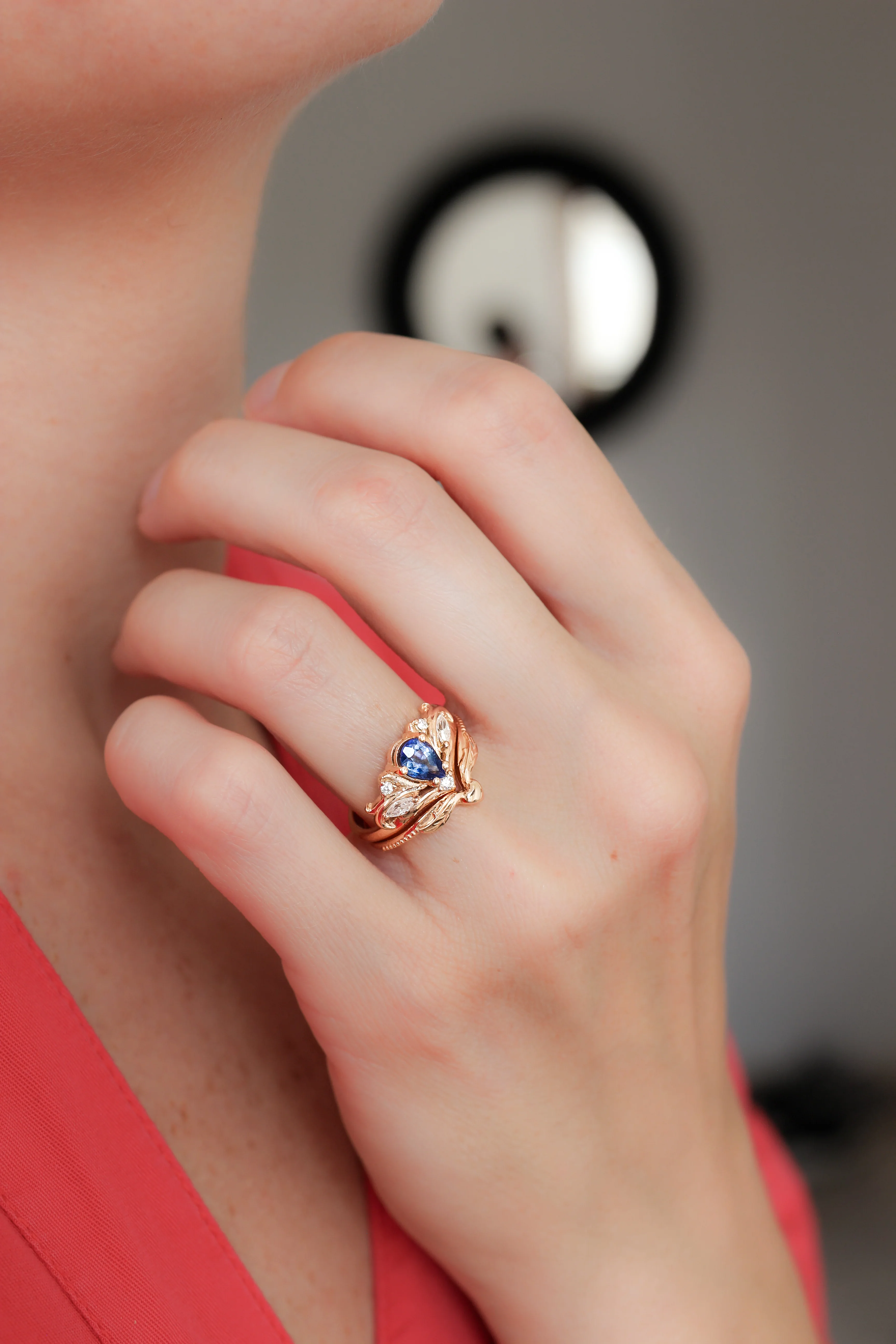 Swanlake | custom bridal ring setting, pear cut gemstone 7x5 mm - Image 5