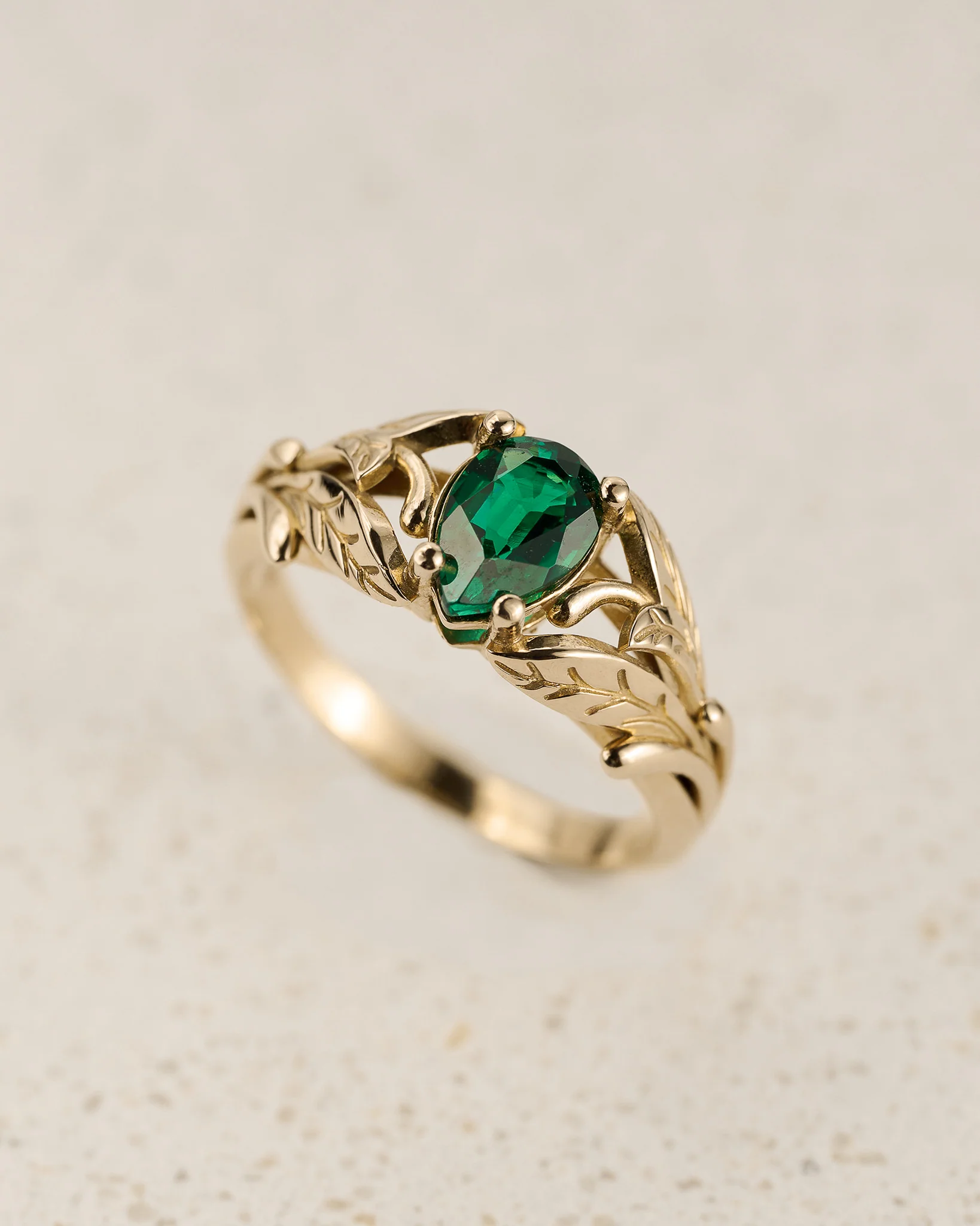 Lab emerald ring, engagement ring for woman / Wisteria - Image 3