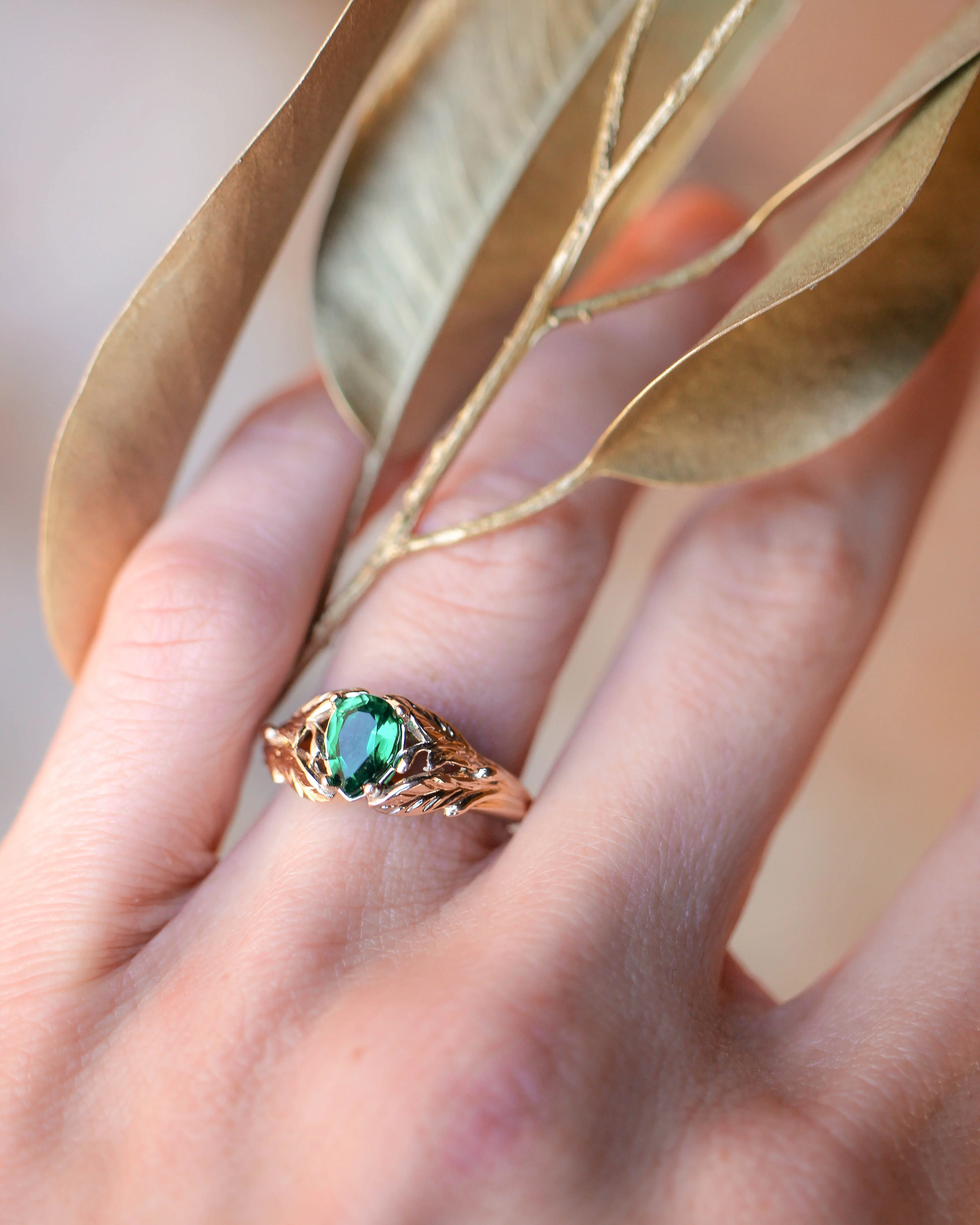 Lab emerald ring, engagement ring for woman / Wisteria - Image 4