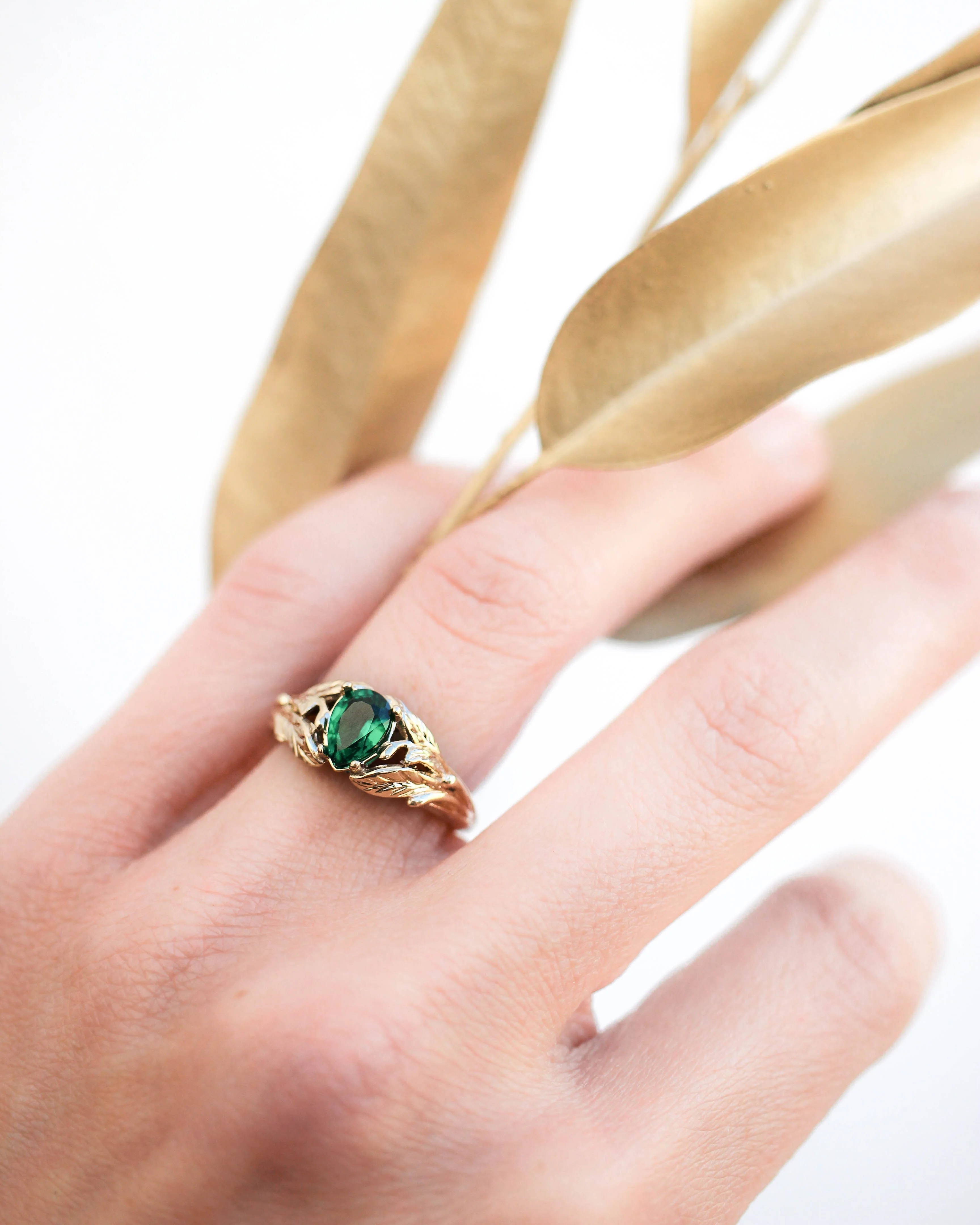 Lab emerald ring, engagement ring for woman / Wisteria - Image 5