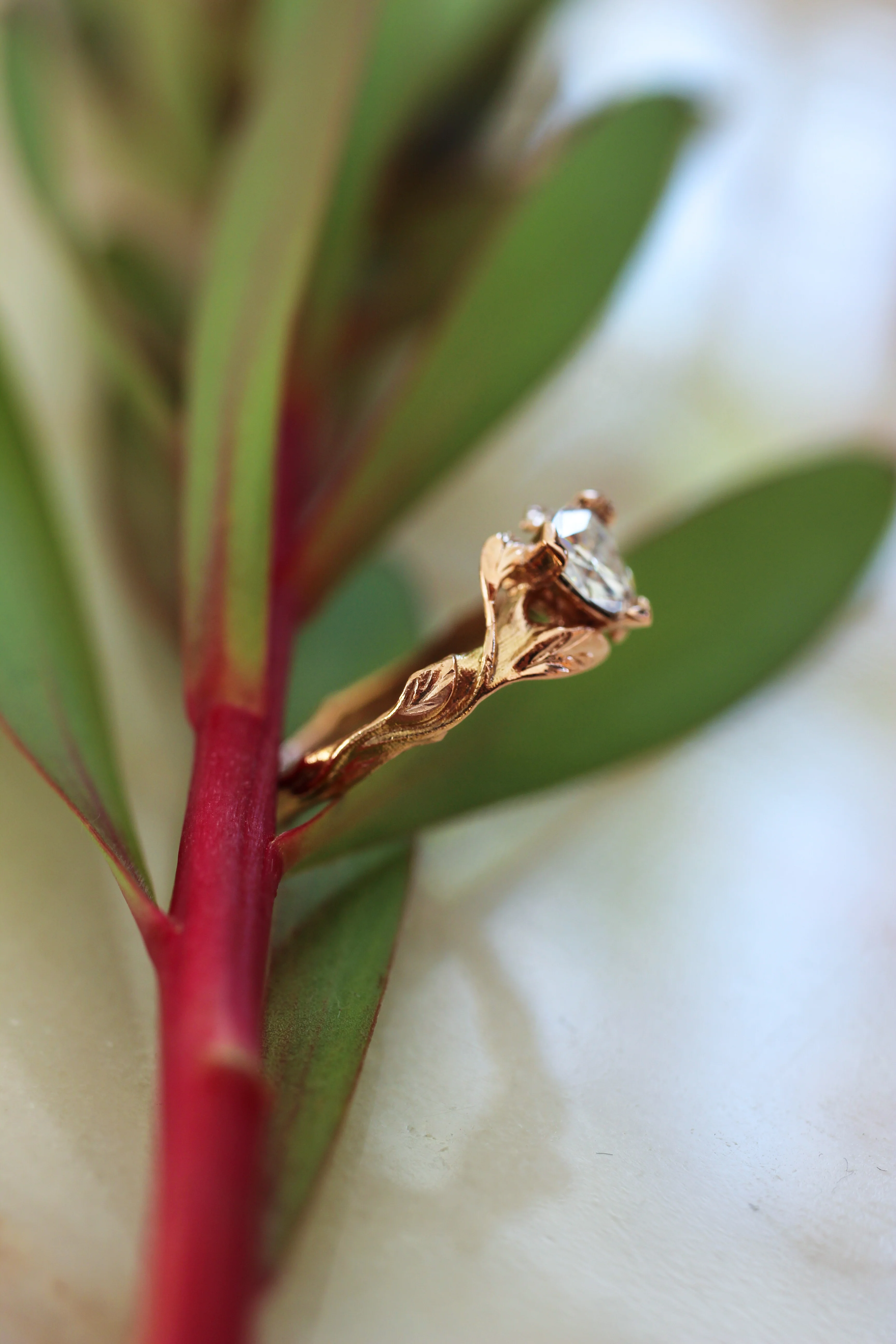 Trillion cut lab grown diamond ring / Clematis - Image 4