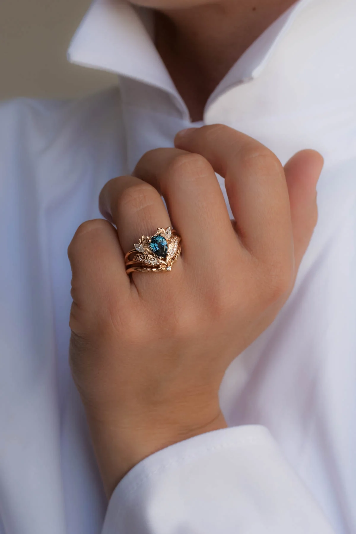 Vintage inspired rings with blue topaz / Adonis - Image 5