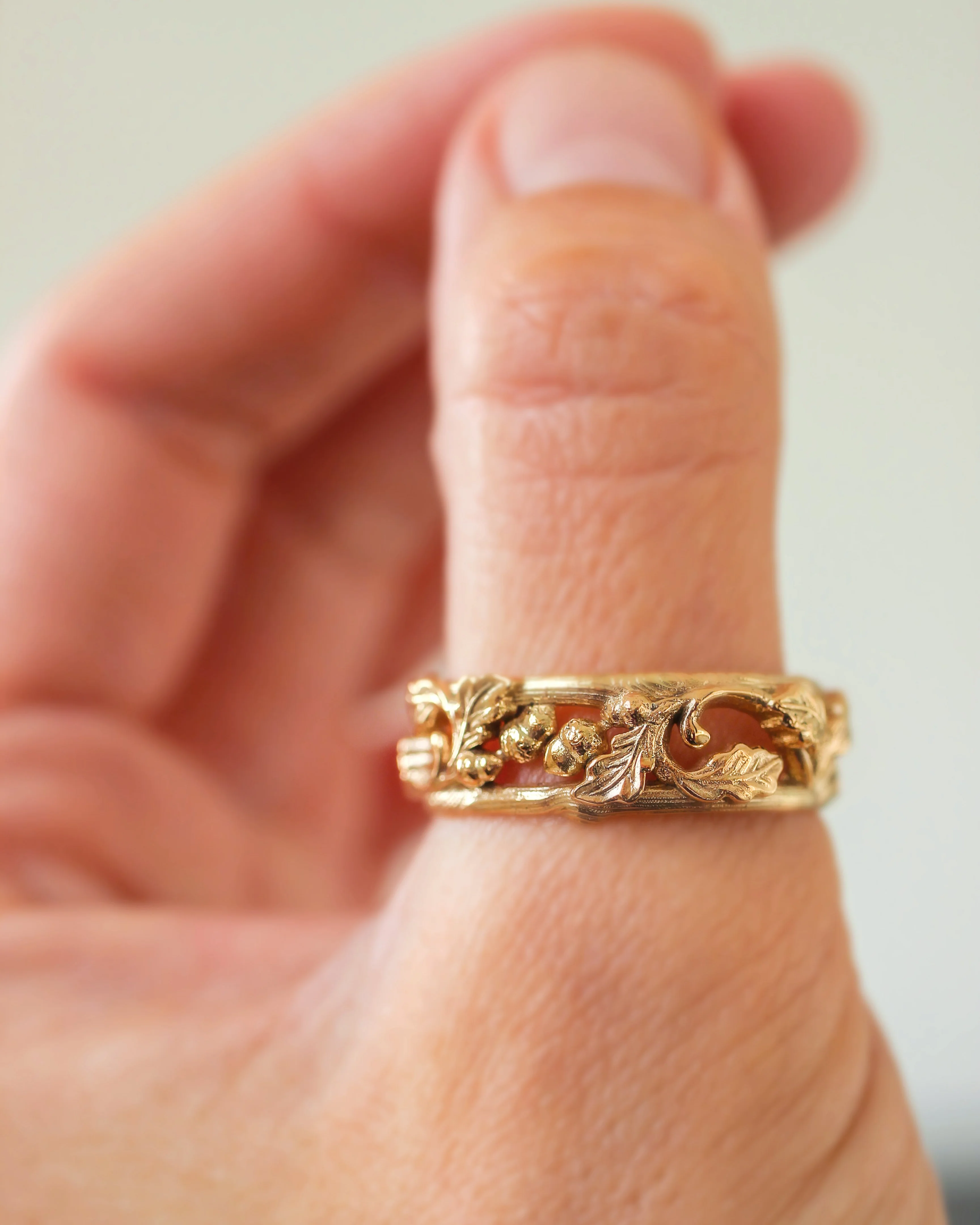 Oak leaves and acorns ring, wedding band for man - Image 3