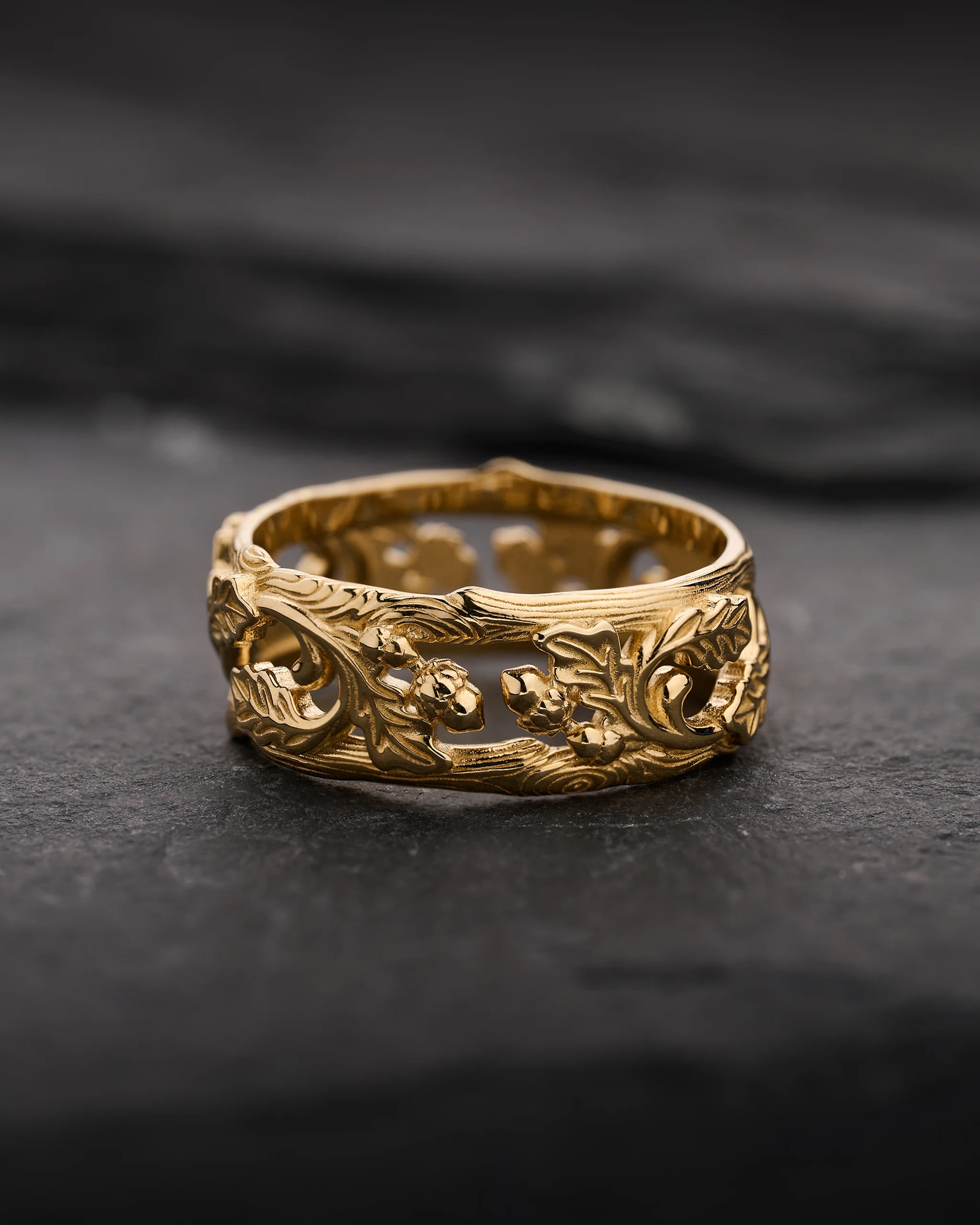 Oak leaves and acorns ring, wedding band for man - Image 4