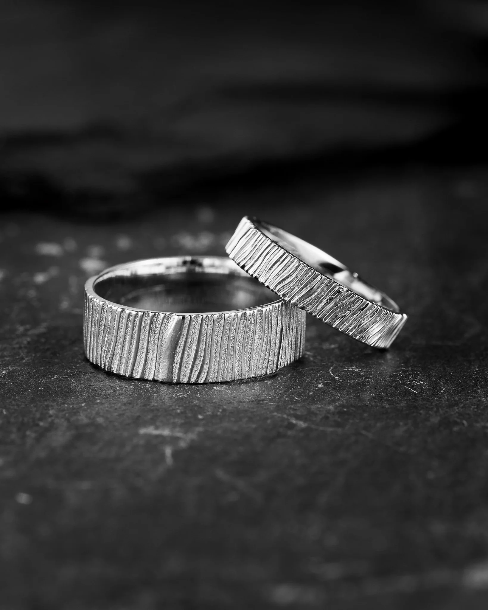 Wedding bands set for couple, saw wood rings - Image 11