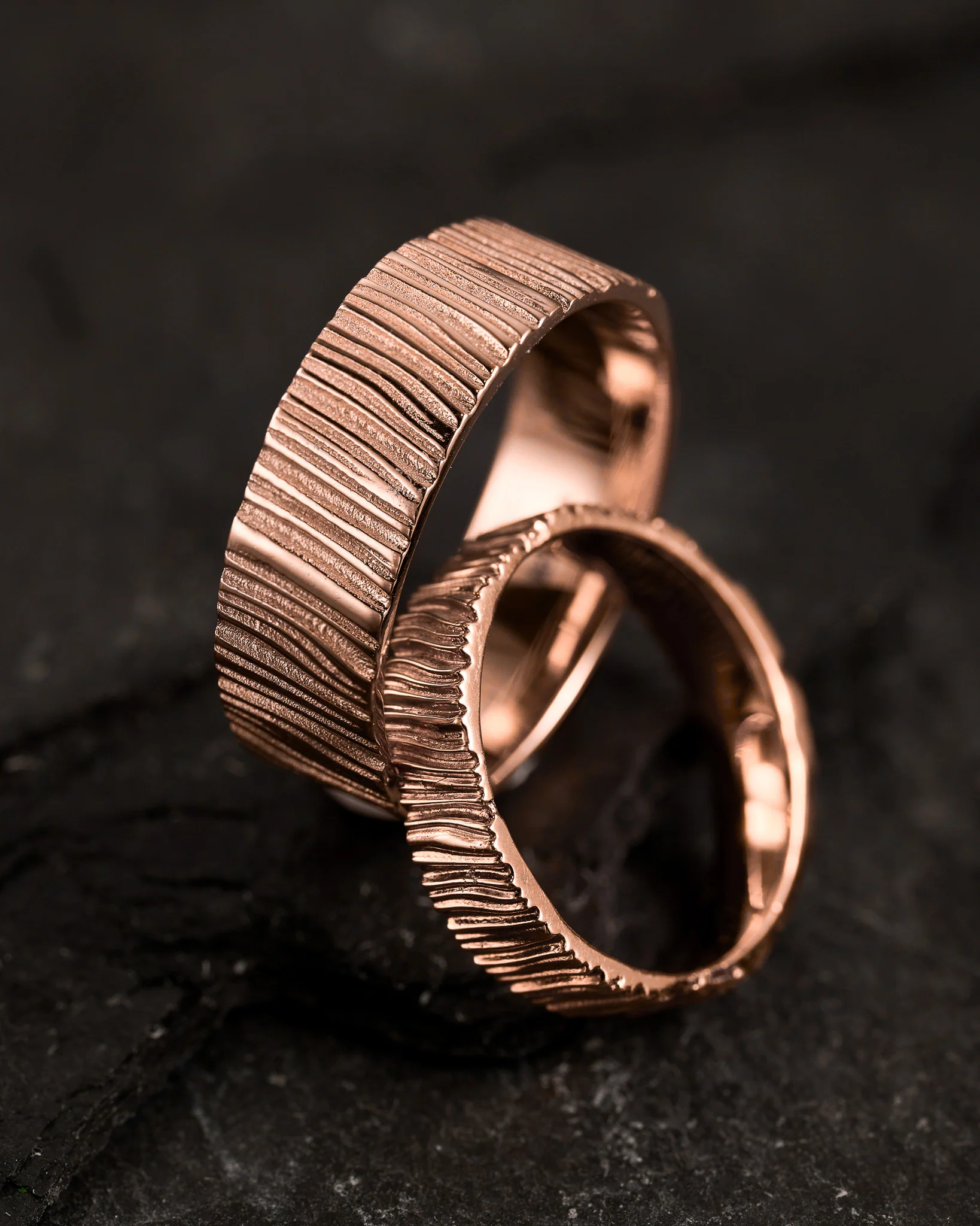 Wedding bands set for couple, saw wood rings - Image 12