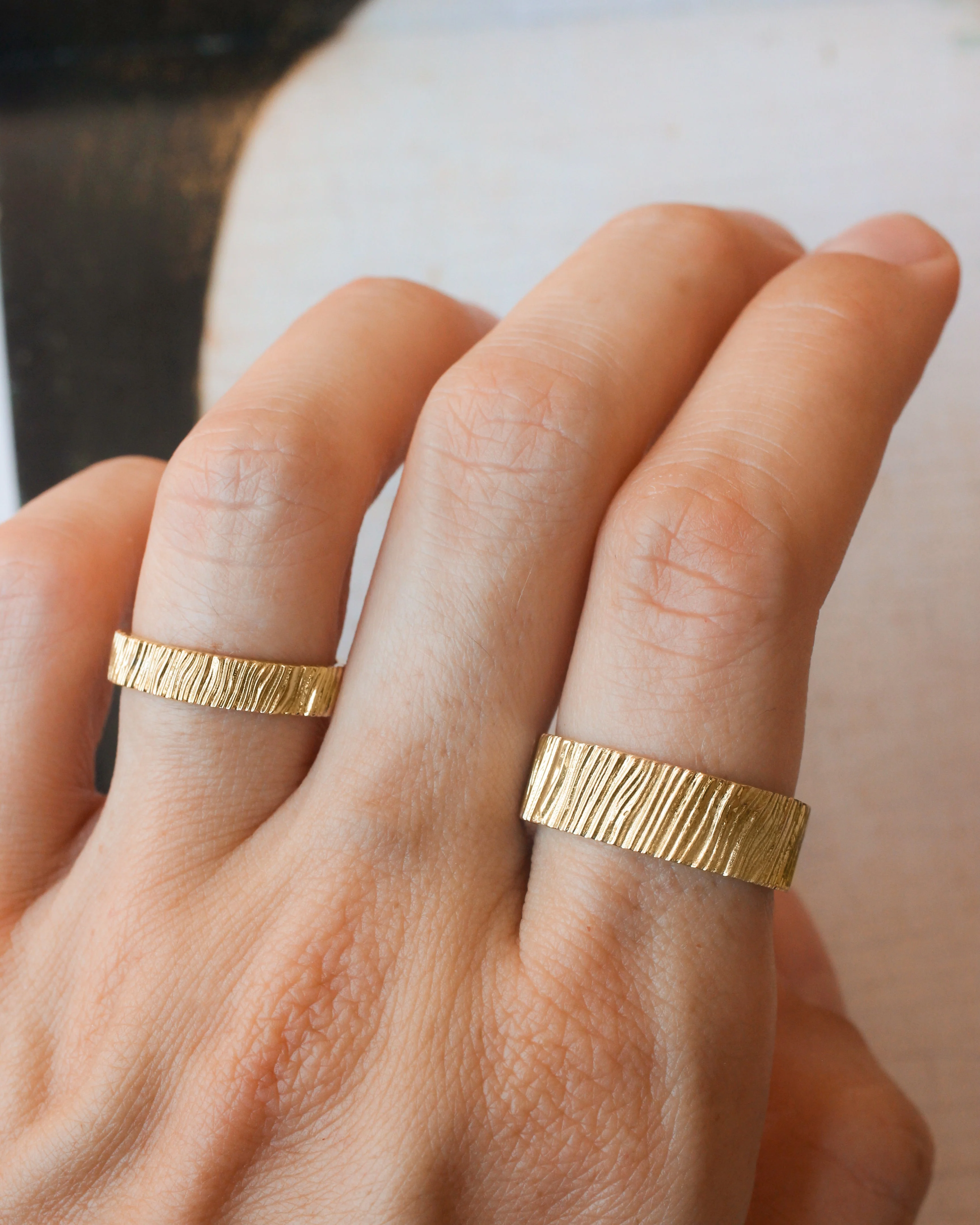 Wedding bands set for couple, saw wood rings - Image 7