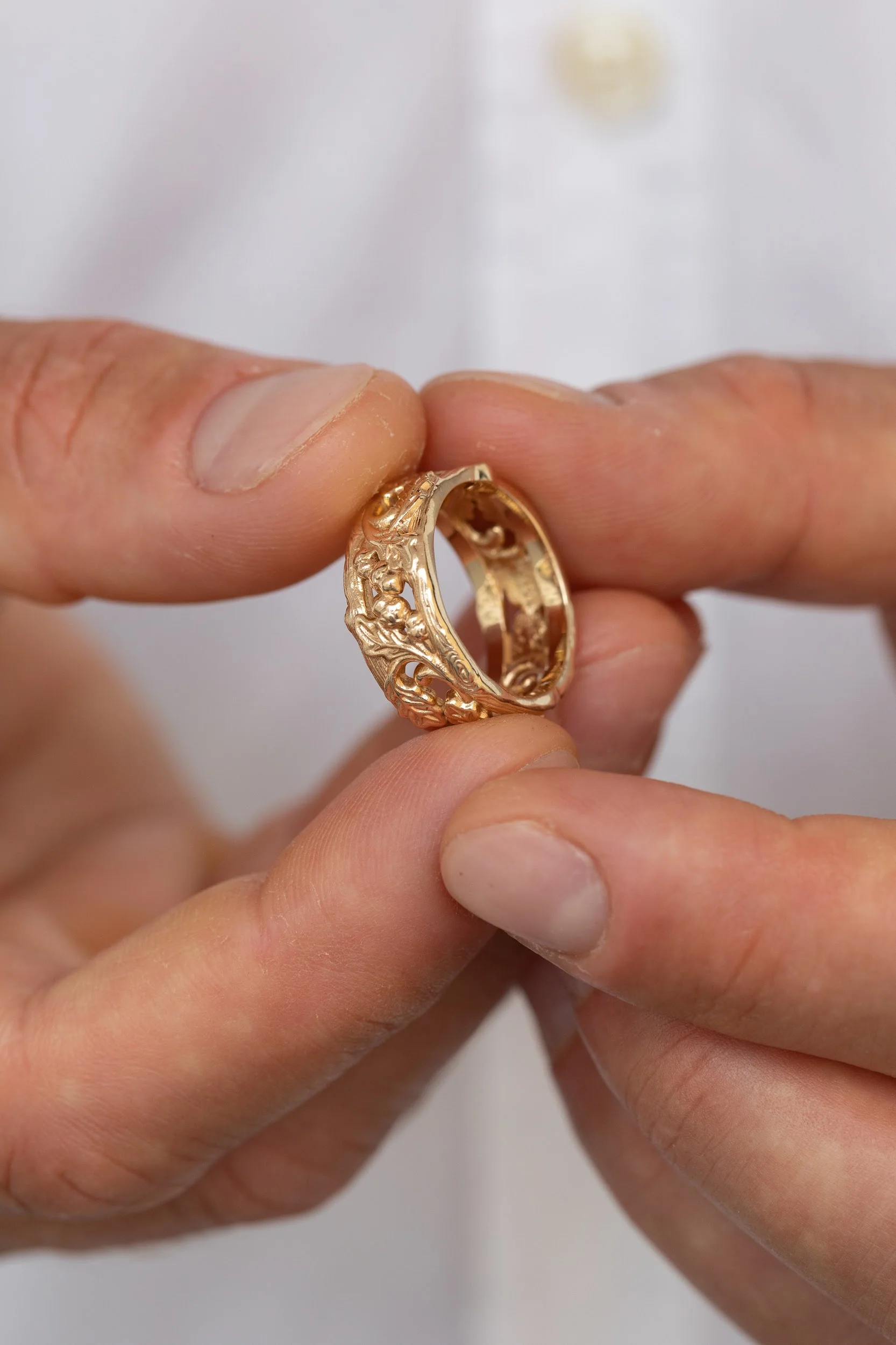 Wedding bands set, oak leaves rings - Image 10